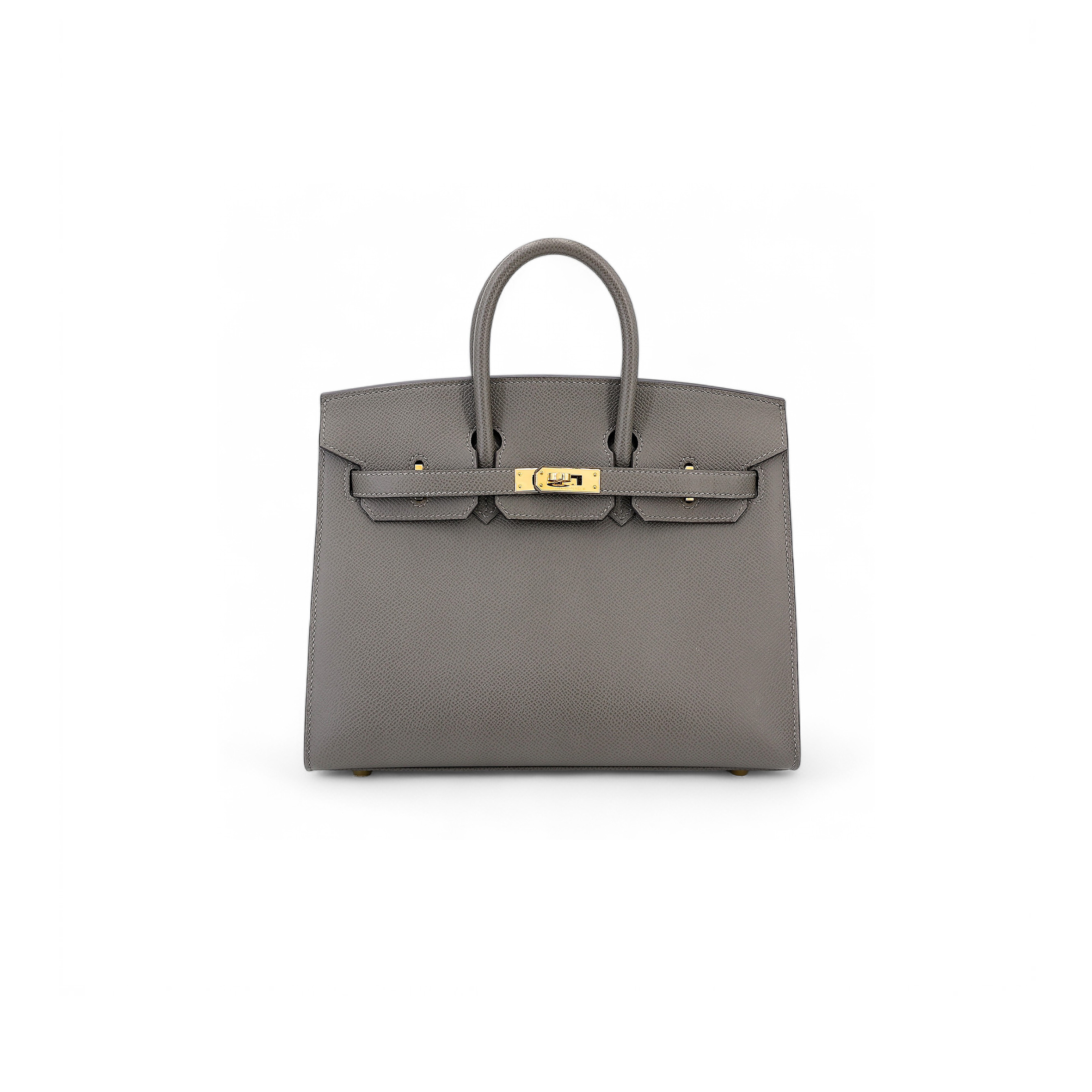 HERMES BIRKIN 25 EPSOM LEATHER PEWTER GREY GOLD BUCKLE LUXURY BAG 2935397569 (25*20*13cm)